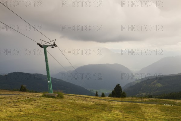 Summer landscape in Gerlitzen Apls, Austria.Ski resort before storm