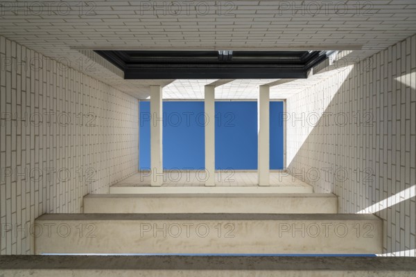 Detail of modern architecture brick facade in Madrid