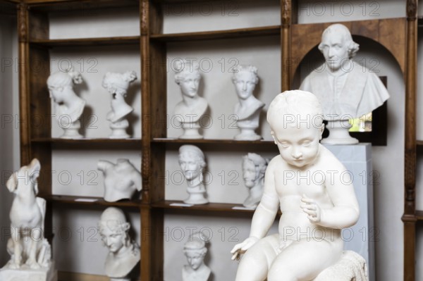 Possagno, Italy, August 2022: Antonio Canova collection. Classical sculptures in white marble located in his native house, Europe