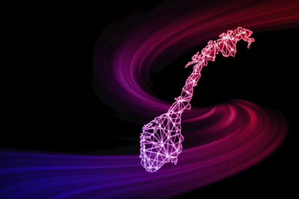Map of Norway, Polygonal mesh line map, modern map