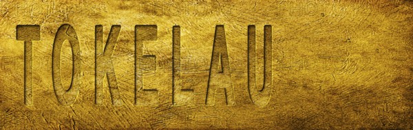 Tokelau Map and Text on Grunge Gold Texture