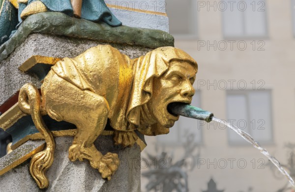 Close-up of the beautiful fountain with its many ornate details