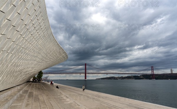 LISBON, PORTUGAL, October 19, 2018: The modern MAAT (Museum de Arte, Arquitetura e Tecnologia) building with futuristic architecture in Lisbon, Portugal, Europe