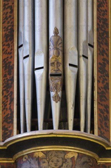 King organ from 1727, Painted organ pipes, St., Sankt, Saint