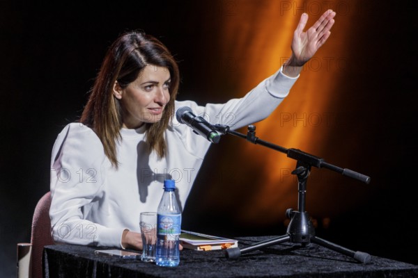 Reading by Linda Zervakis from her book LANDGANG at the Savoy Theatre, Düsseldorf, North Rhine-Westphalia, Germany, Europe