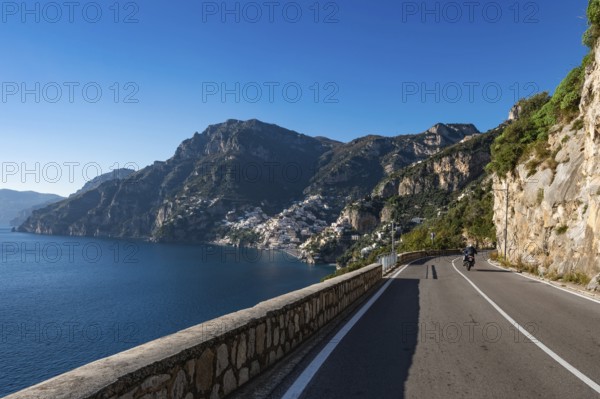Amalfi Coast in The road and coastline in Positano, Italy during sunny day