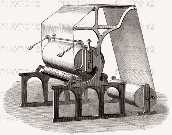 Walzendruckmaschine, Textildruck, 19. Jahrhundert