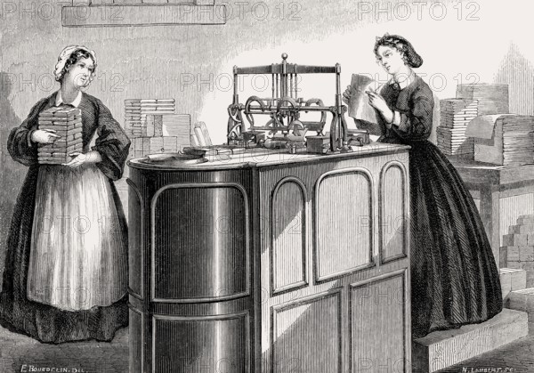 Chocolate packaging machine, Great London Exposition, International Exhibition, 1862, London, United Kingdom, Europe