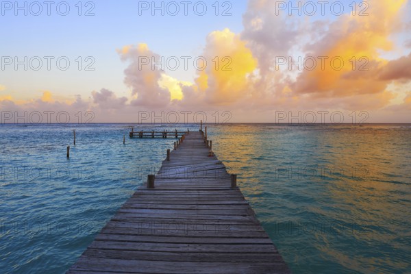 Mahahual Caribbean beach sunset in Costa Maya of Mayan Mexico