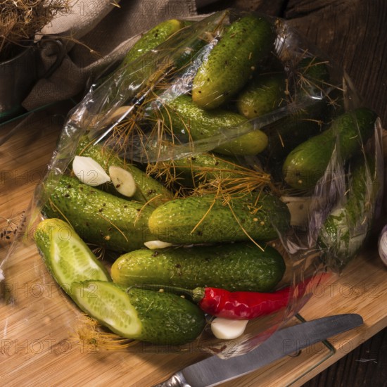 Salt cucumbers briefly stored