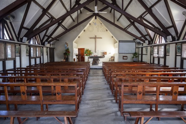Church, Notre Dame Auxiliatrice de Cap Malheureux, interior, Indian Ocean, island, Mauritius, Africa