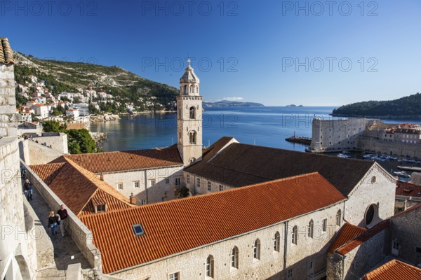 Dominican monastery with church tower, Old Town of Dubrovnik, Dalmatia, Croatia, Europe