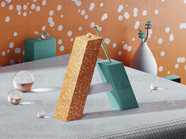 3d render of letter A contemporary composition. ABC alphabet object . High quality 3d illustration