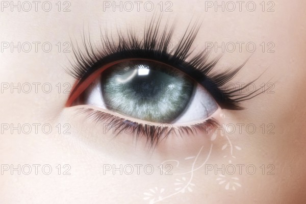 Artistic 3D illustration of a female eye