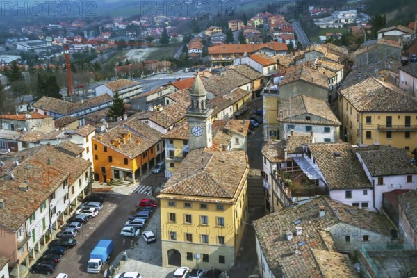 View of San Marino city with piazza Grande from above