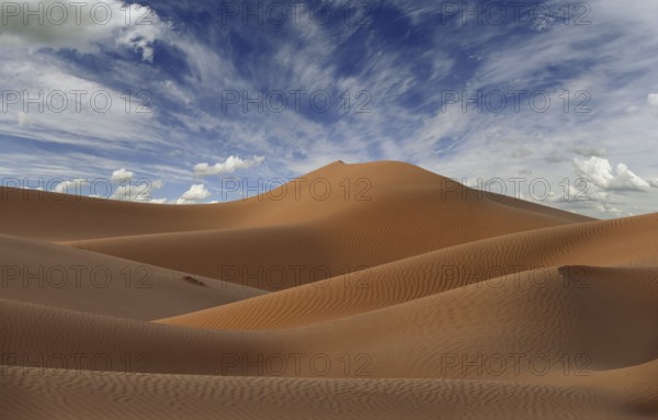 Big sand dunes in Sahara desert