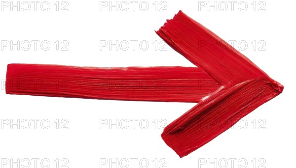 Red arrow with paint on a white background