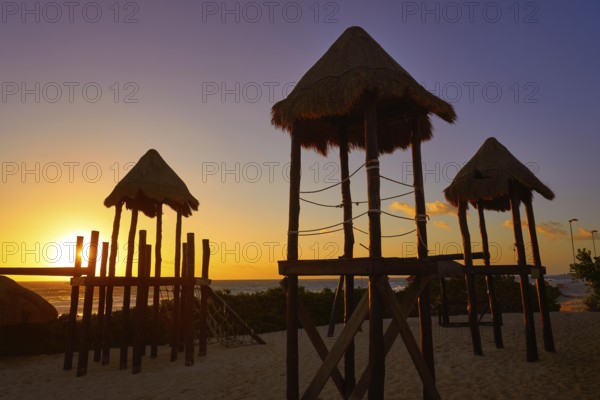 Cancun sunrise at Delfines Beach at Hotel Zone of Mexico