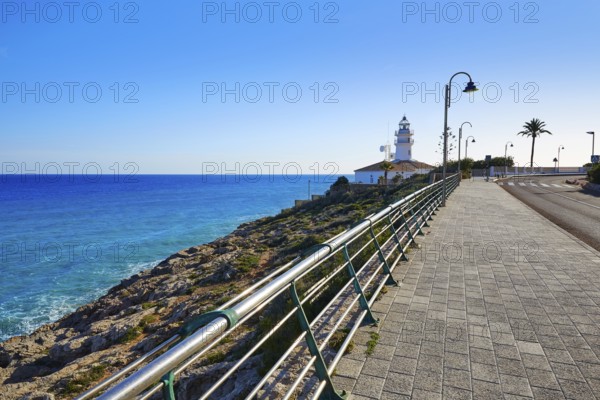 Cullera Lighthouse in Valencia at Mediterranean sea of Spain