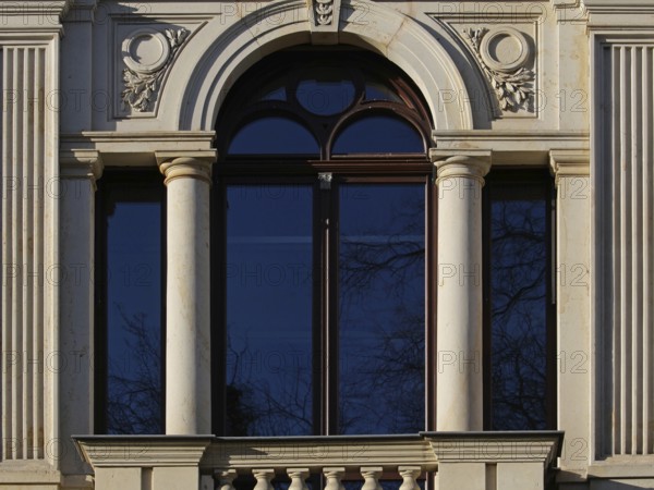Artistically decorated window ? seen in Schillergasse Leipzig. Saxony, Germany, Europe
