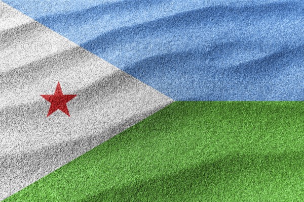 Djibouti sand flag, national flag sand background