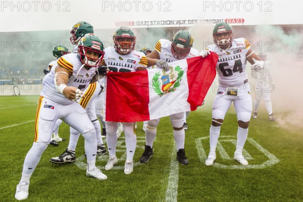 European League of Football, ELF/ Game: Barcelona Dragons at Stuttgart Surge on 18. Aug. 2024, in the Gazi-Stadion, Stuttgart, Germany, Europe