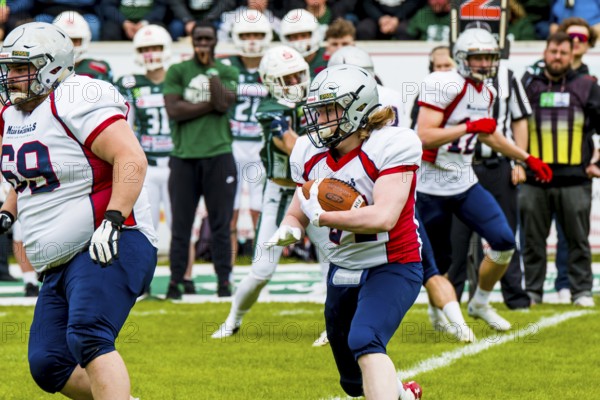 Footballgame CEFL , Viertelfinale , Schwäbisch Hall Unicorns vs. Stockholm Mean Machines, Central European Football League (CEFL) , Virtelfinale im Optima-Sportpark, Schwaebisch Hall, Germany am Mai 13..2023