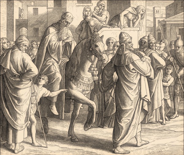 Mordecai Honored, Old Testament, by Julius Schnorr von Carolsfeld