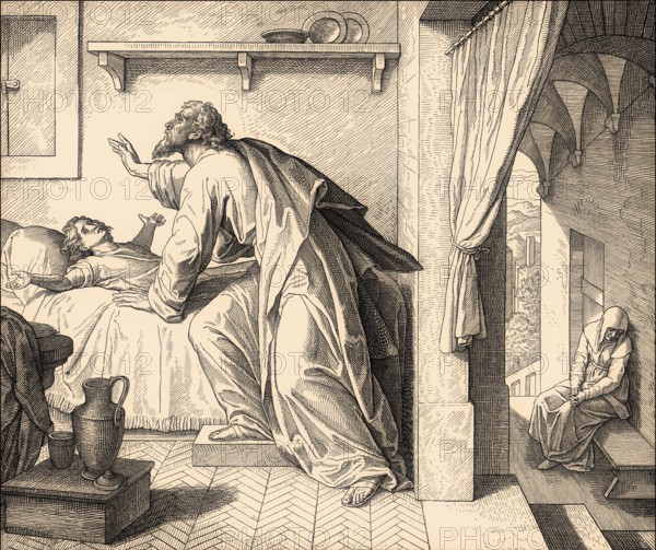 Elijah reviving the Son of the Widow of Zarephath, Old Testament, by Julius Schnorr von Carolsfeld