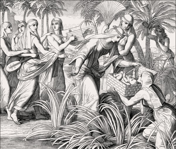 The Finding of Moses, Old Testament, by Julius Schnorr von Carolsfeld, 1860