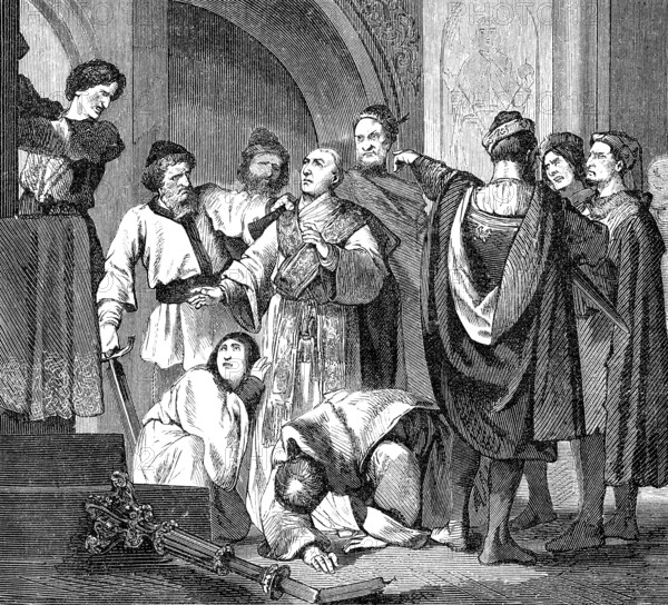 Quintius or Gencius attacking Pope Gregory VII, Rome, 1074
