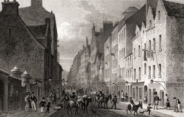 The Canongate, Edinburgh, Scotland, 19th century, from Modern Athens by Th. H. Shepherd