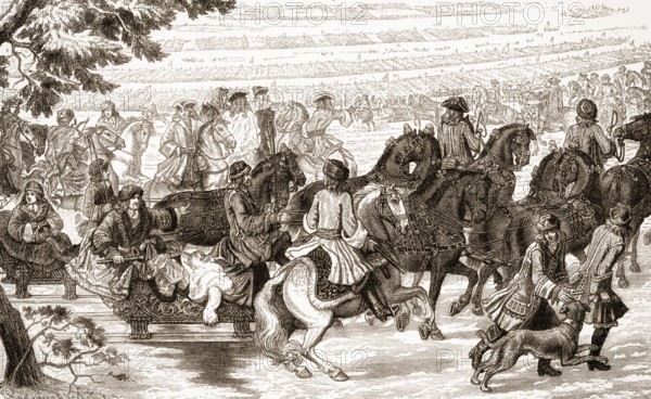 The Great Sleigh Drive, Frederick William the Great pursues Swedish troops across the frozen Curonian Lagoon, 1678