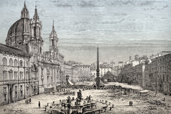 Sant'Agnese in Agone, Piazza Navona, Rome, Italy, 19th Century, Europe