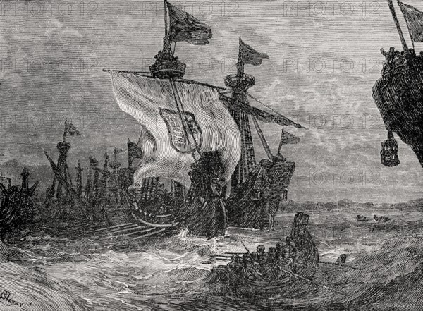 The Battle of Damme on 30 May and 31 May 1213, Anglo-French War, From British Battles on Land and Sea, by James Grant