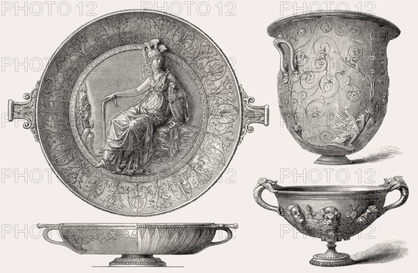 The Hildesheim Treasure, Roman silver found on October 17, 1868 in Hildesheim, Germany, Europe