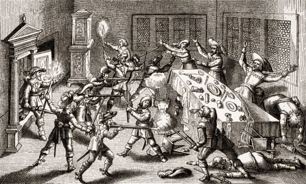 Killing of Albrecht von Wallenstein, 1583 - 1634, commander of the imperial forces in the Thirty Years' War
