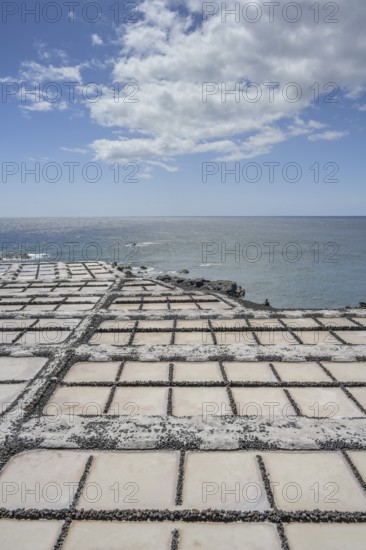 Sea salt extraction, Fuencaliente salt works, La Palma, Spain, Europe