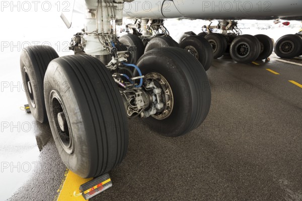 A380 airplane's tires at Sofia's airport
