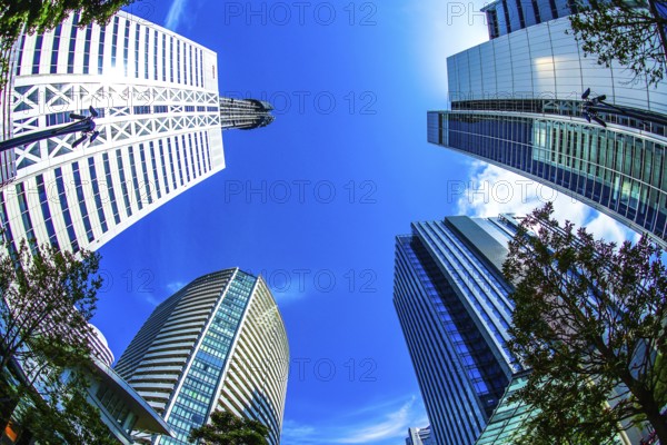 Yokohama Minato Mirai of high-rise buildings and blue sky. Shooting Location: Yokohama-city kanagawa prefecture