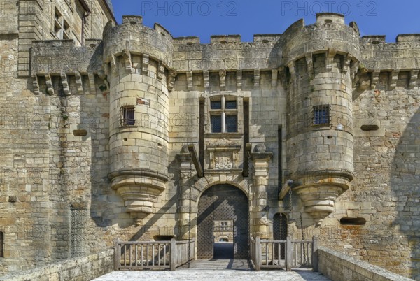 Chateau de Hautefort is French castle in Dordogne, France. Gate