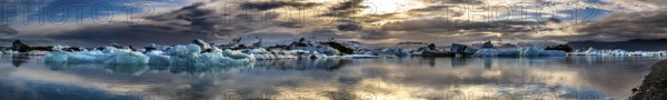 Famous Glacier Lagoon in Jokulsarlon Iceland during sunset