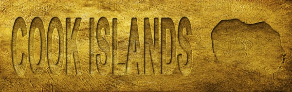 Cook Islands Map and Text on Grunge Gold Texture