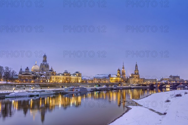 Dresden historic skyline in the old town in winter