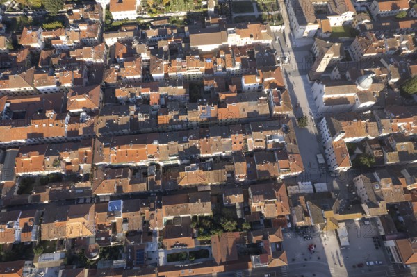 Aerial photographic documentation of the historic city of Pietrasanta Tuscany Italy