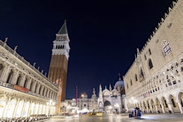 Night view of St Mark's Square (Piazza San Marco), Venice, Italy, Europe