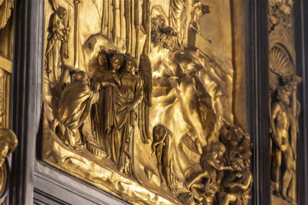 FLORENCE, ITALY, SEPTEMBER 18, 2023, Scenes of St Johns life on the famous Silver Altar of San Giovanni in the Cathedral Museum of Florence, Italy, Europe