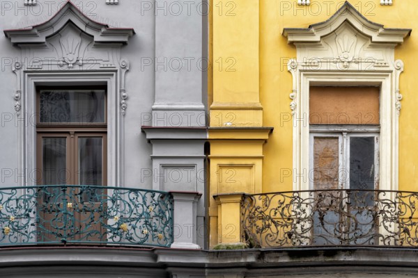 Historic building under construction in the historic centre of Prague in the Czech Republic