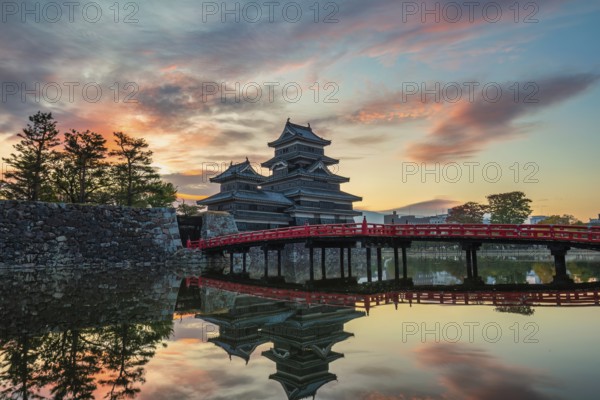 Matsumoto Nagano, sunrise at Matsumoto Castle in autumn season