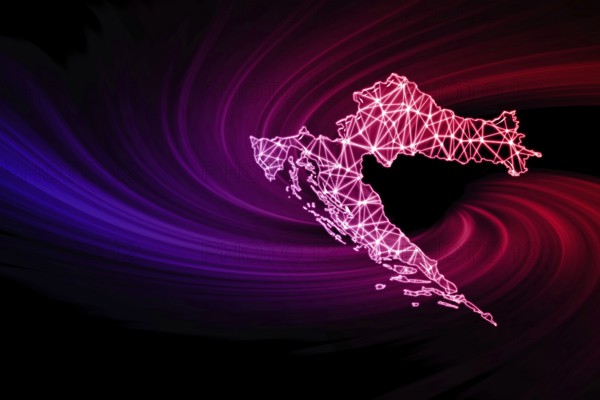 Map of Croatia, Polygonal mesh line map, modern map